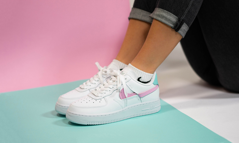 nike/耐克 air force1 20秋冬 女款 af1 粉蓝鸳鸯 断钩 马卡龙 空军