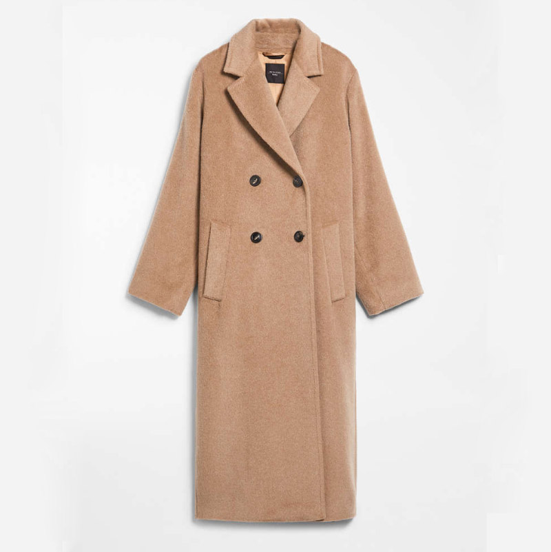 【预售】maxmara weekend 女士驼色翻领长款羊驼羊毛大衣