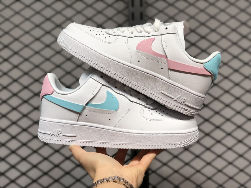 nike/耐克 air force1 20秋冬 女款 af1 粉蓝鸳鸯 断钩 马卡龙 空军