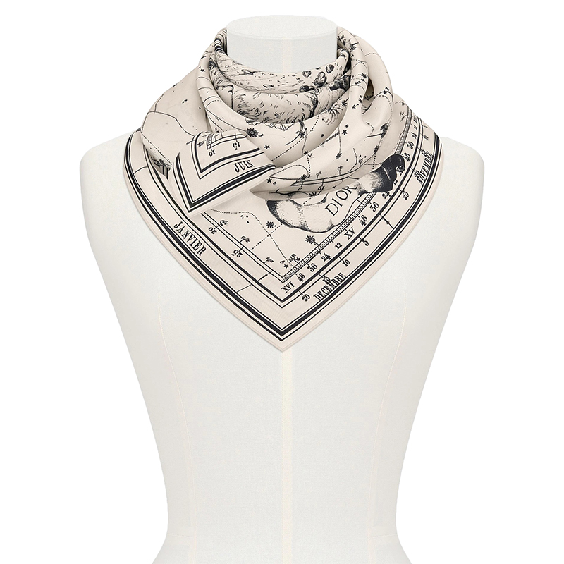 【包税】dior/迪奥 21春夏新款女士十二生肖印花真丝方巾 11zod090