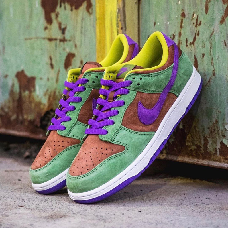 nike/耐克 dunk low sp 男款 veneer 小丑 丑小鸭 棕绿 麂皮 低帮