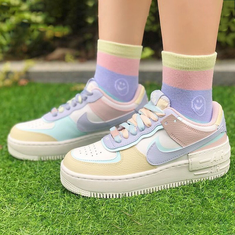 nike/耐克 20年秋冬 af1 shadow 女款 空军一号 马卡龙 白蓝粉 低帮