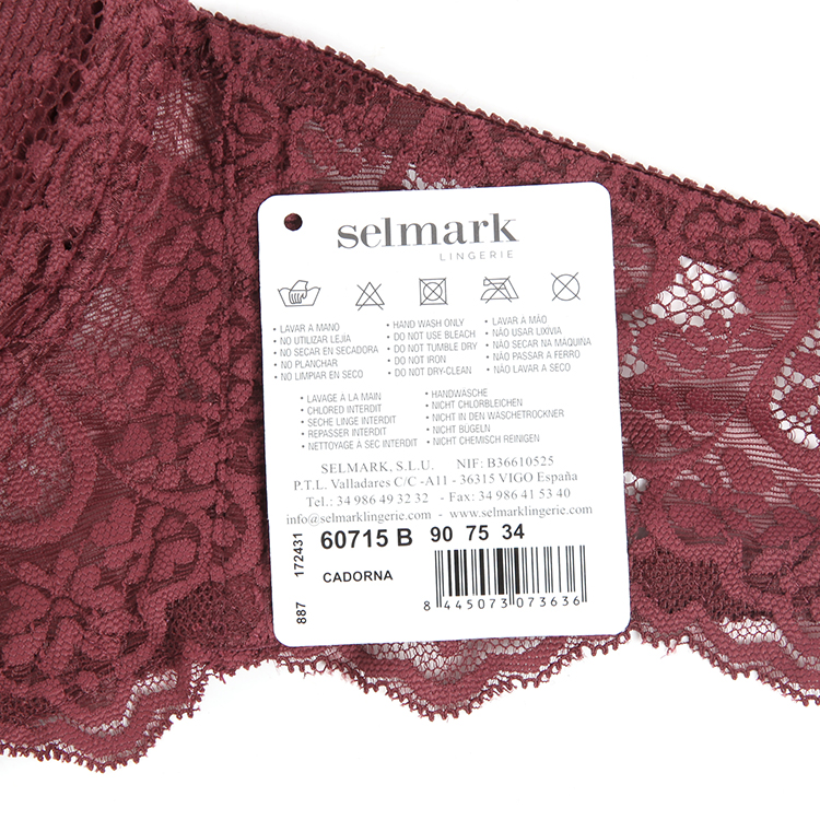 SELMARK/赛马可  欧洲进口蕾丝低V透气文胸 蕾丝美臀内裤 女士内衣套装6071505