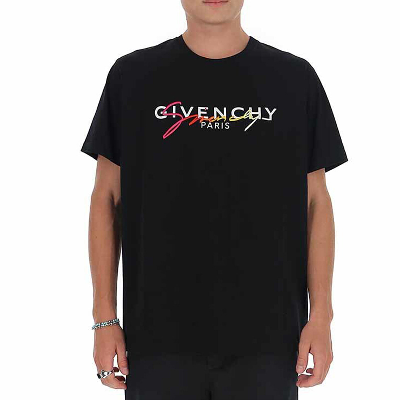 【包税包邮】givenchy/纪梵希 品牌logo字母印花 男士黑色棉质短袖t恤