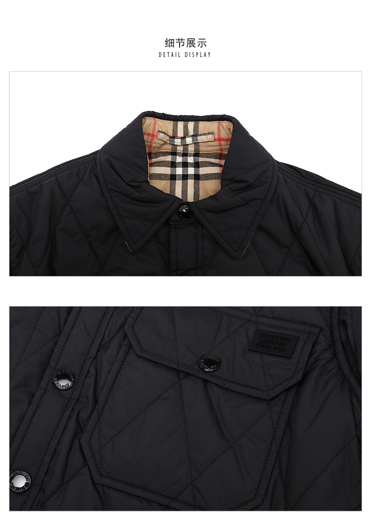 burberry/博柏利20秋冬时尚休闲男士外套男士薄棉褛男士棉服8029649