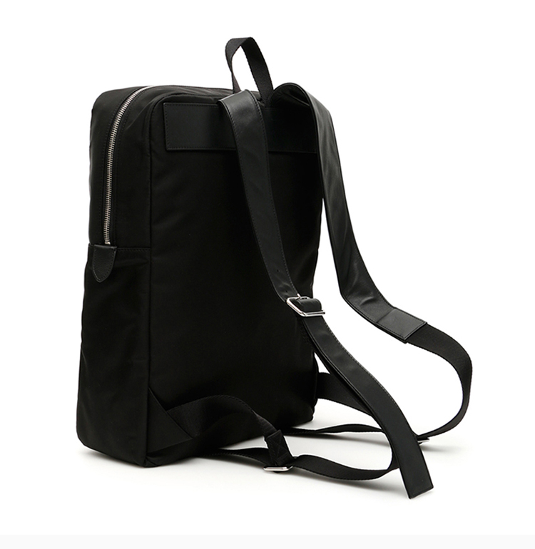 alexander mcqueen/亚历山大麦昆 男士黑色尼龙拼接皮革正面骷髅头