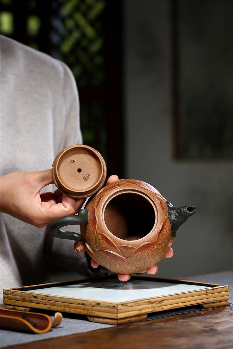 fanj/梵匠 『青蛙莲子套组』 宜兴紫砂壶茶壶 张伟军所制 家藏原矿