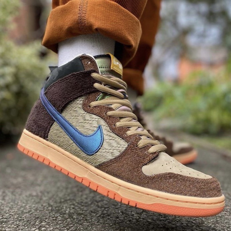 nike/耐克 sb dunk high x concepts 男女同款 烤鸭 棕绿 野鸭 联名