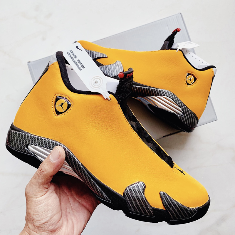 nike/耐克 air jordan 14 男女同款 aj14 姜黄 法拉利 篮球鞋 bq3685