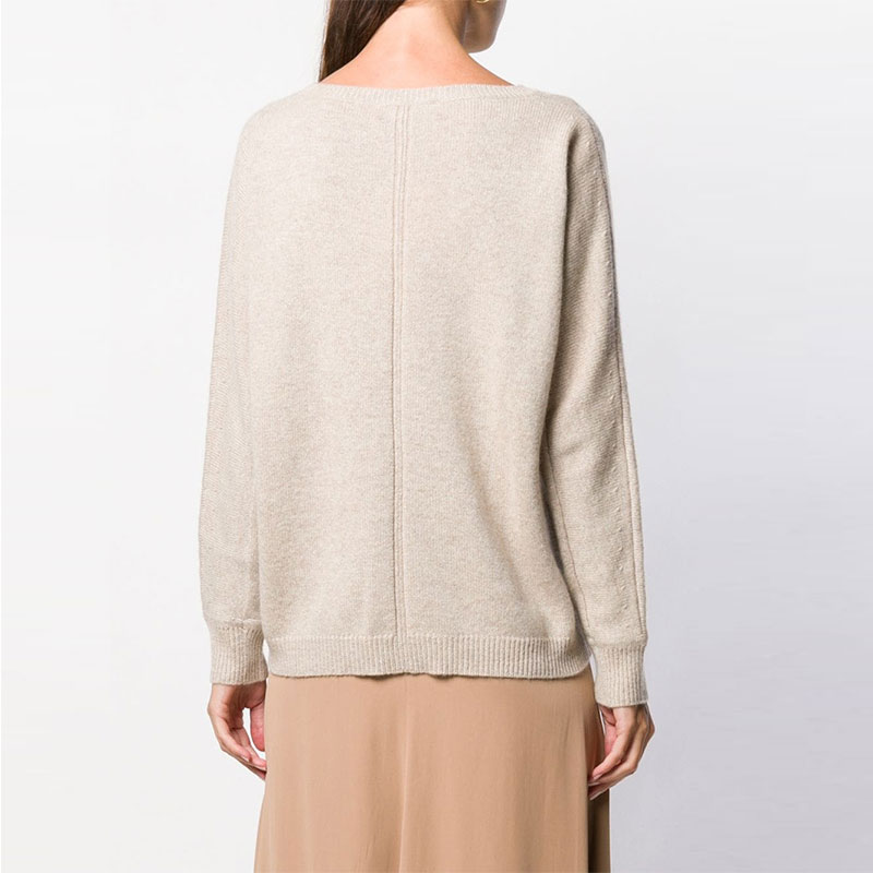 女士米色羊绒经典时尚百搭圆领秋冬针织衫/毛衣 13660499600 004