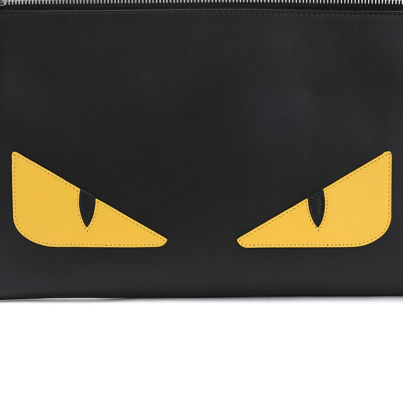 fendi/芬迪 手拿包21春夏新款男士中号黑色系黄眼小怪兽图案十字行