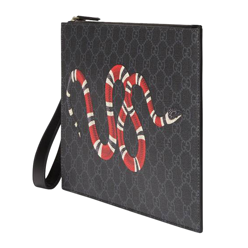 gucci/古驰珊瑚蛇印花手拿包帆布/配皮ai473904gzn1n