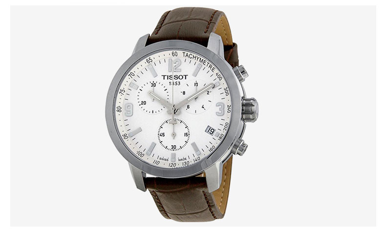 【正品盒装】TISSOT/天梭 骏驰200系列 银盘 三眼计时 数字与条丁刻度 棕皮带 石英男表 T055.417.16.017.01