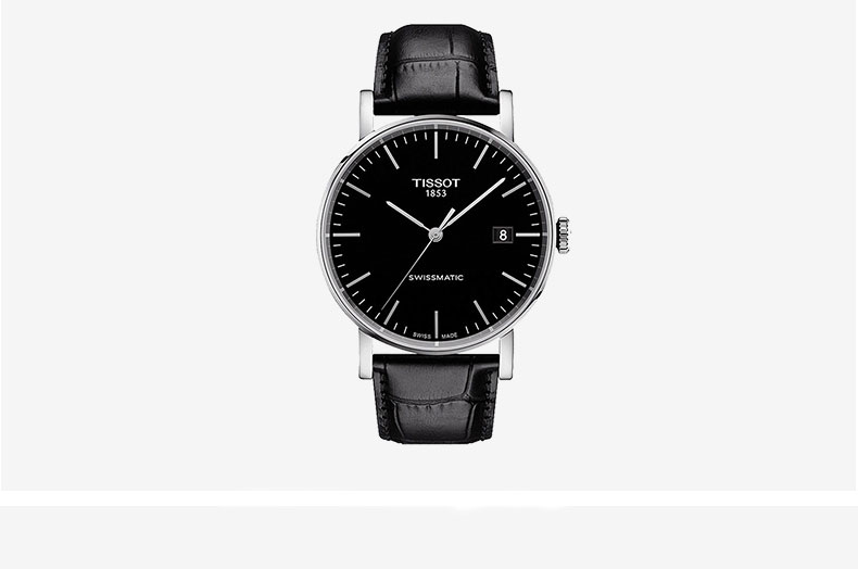 【正品盒装】TISSOT/天梭 魅时系列 黑盘 条丁刻度 皮带 机械男表 T109.407.16.051.00