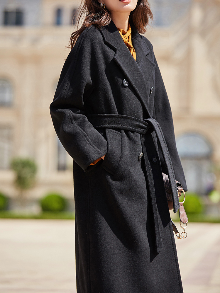 羊毛大衣中长款毛呢外套带内衬双面呢大衣女女装>女士外套>女士大衣