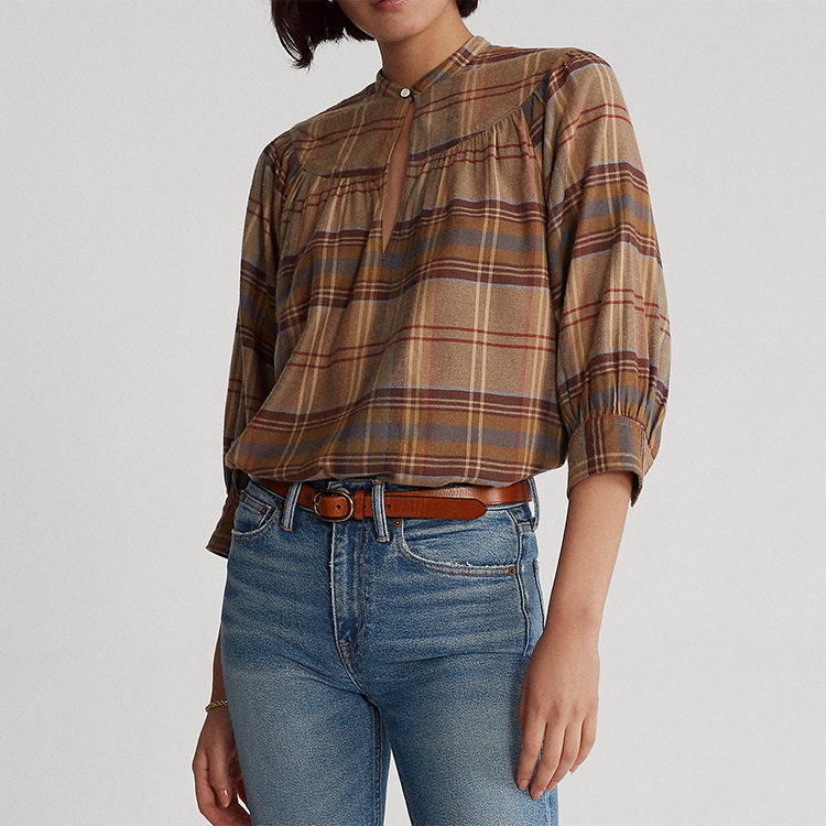 polo ralph lauren 女装 2020年秋季格纹锁眼衬衫21820 女士长袖衬衫