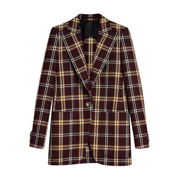 burberry服装 巴宝莉 羊毛 紫红色 格纹 明星同款 单件西装 女装xg