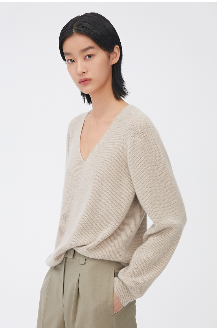 icicle/之禾女装秋冬羊绒无缝v领女士针织衫/毛衣1cb23124073a