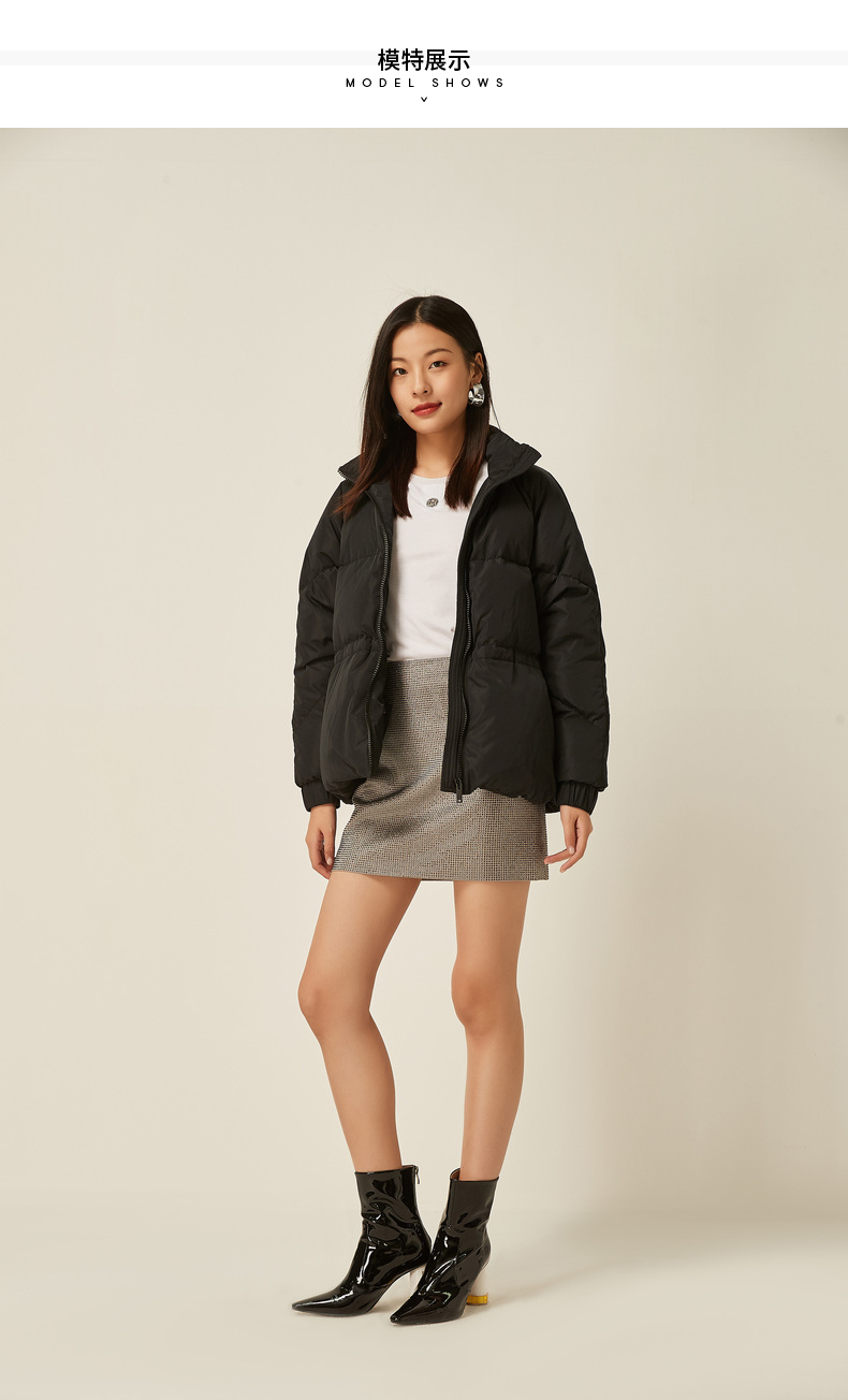 bebe/bebe 2020秋冬新品 女士羽绒服 90白鸭绒宽松面包服时尚羽绒服