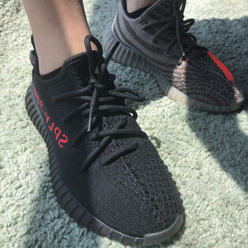 adidas/阿迪达斯 yeezy 350 v2 男女同款 椰子350 黑红字 侃爷 情侣