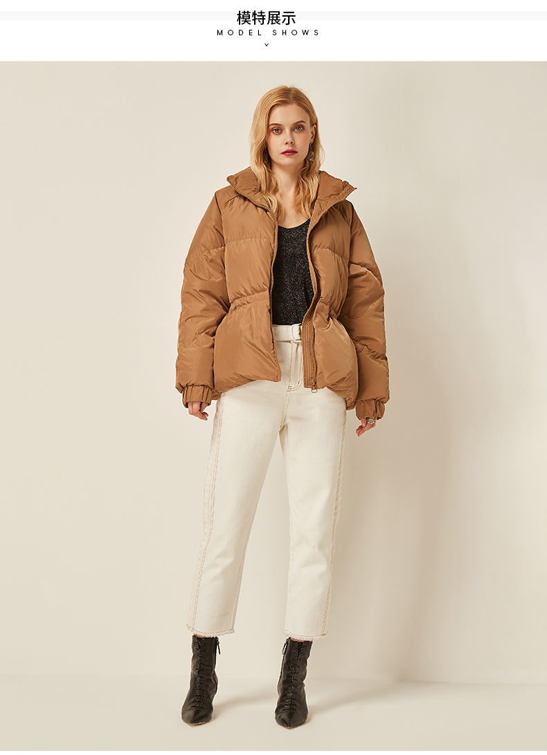 bebe/bebe 2020秋冬新品 女士羽绒服 90白鸭绒宽松面包服时尚羽绒服