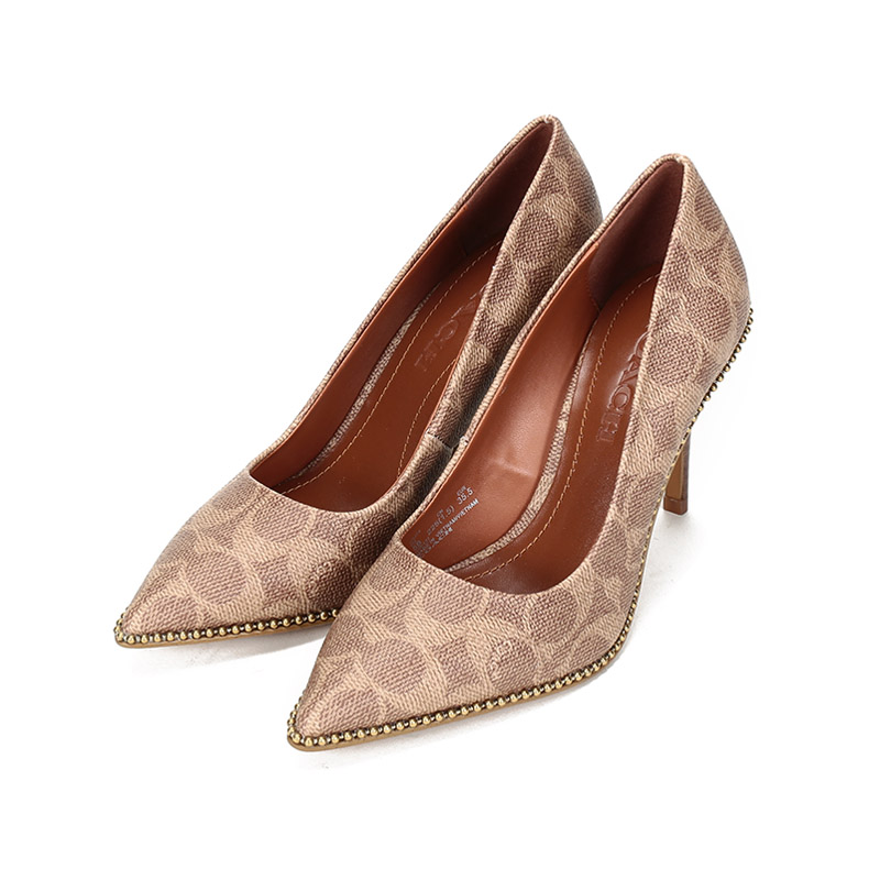 coach/蔻驰 2021春夏 女士专柜款涂层帆布尖头高跟鞋 g4374