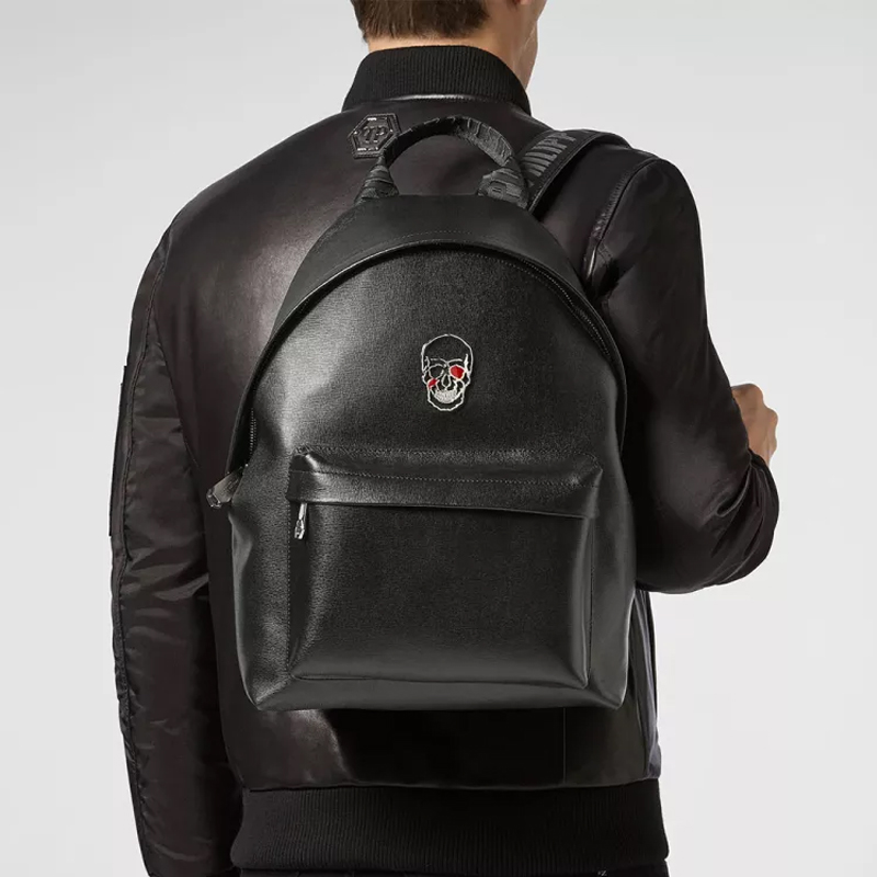philipp plein/菲利普·普兰 20秋冬箱包奢品男士骷髅头背包黑色 双肩