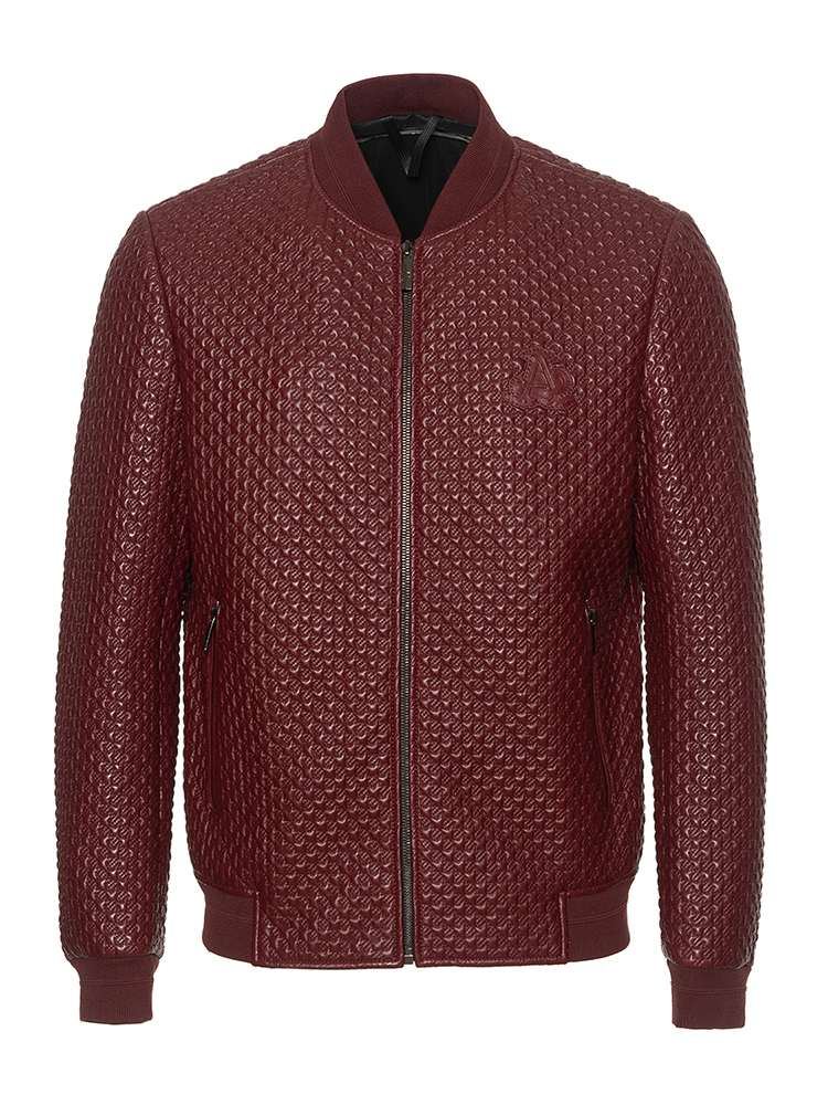 rare【20秋冬】酒红色休闲皮衣 机理感立领 男士皮衣 verri/verri