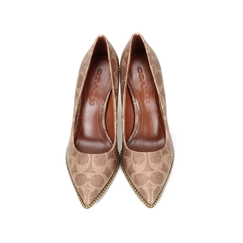 coach/蔻驰 2021春夏 女士专柜款涂层帆布尖头高跟鞋 g4374