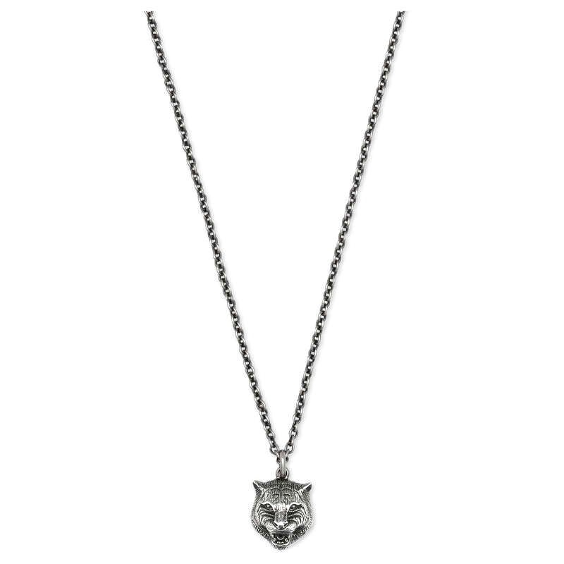 gucci/古驰【专柜同款】925纯银个性复古虎头银项链 ybb43360800100u