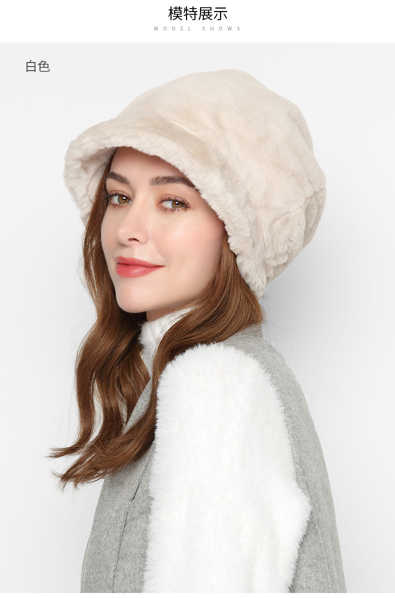 kenmont/卡蒙2020秋冬新品内里发热抗菌冬季保暖帽女式双层白色贝雷帽