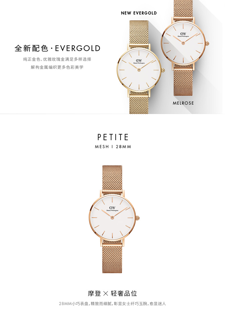 Daniel Wellington/丹尼尔惠灵顿DW手表女简约ins风轻奢时尚女表情侣女款28mm流金表