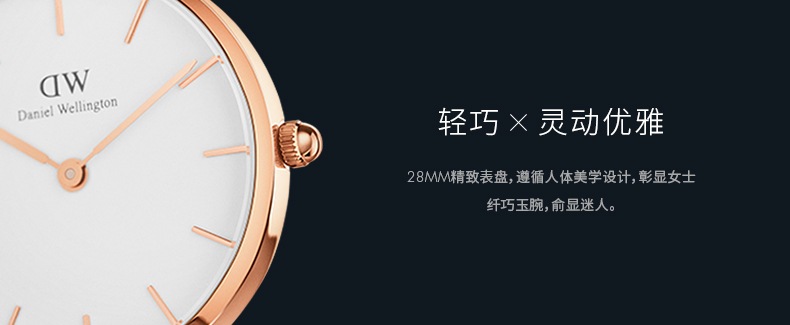 Daniel Wellington/丹尼尔惠灵顿 dw手表 28mm黑色表带清新气质女表