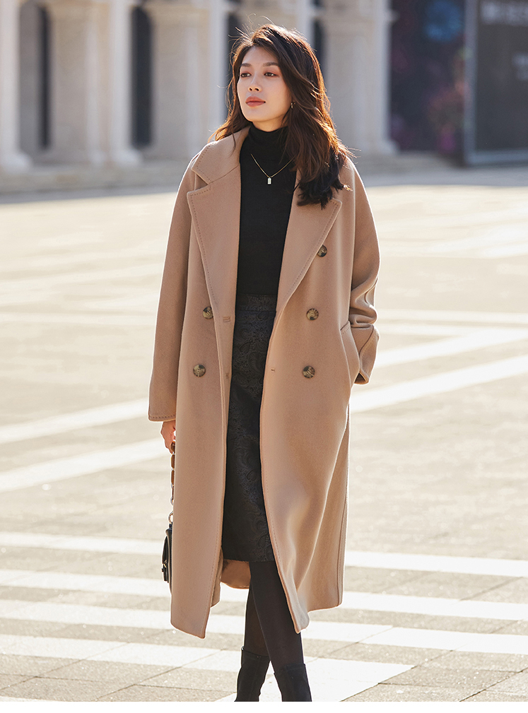 羊毛大衣中长款毛呢外套带内衬双面呢大衣女女装>女士外套>女士大衣