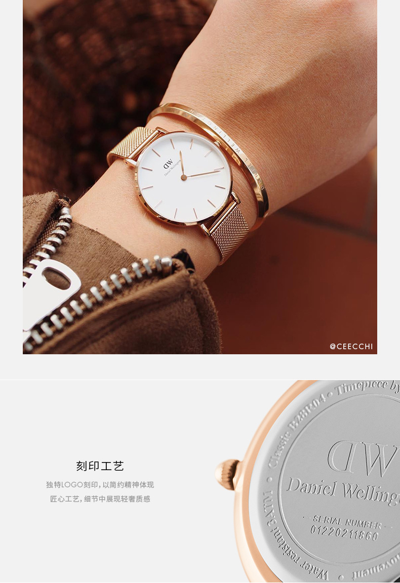 Daniel Wellington/丹尼尔惠灵顿DW手表女简约ins风轻奢时尚女表情侣女款28mm流金表