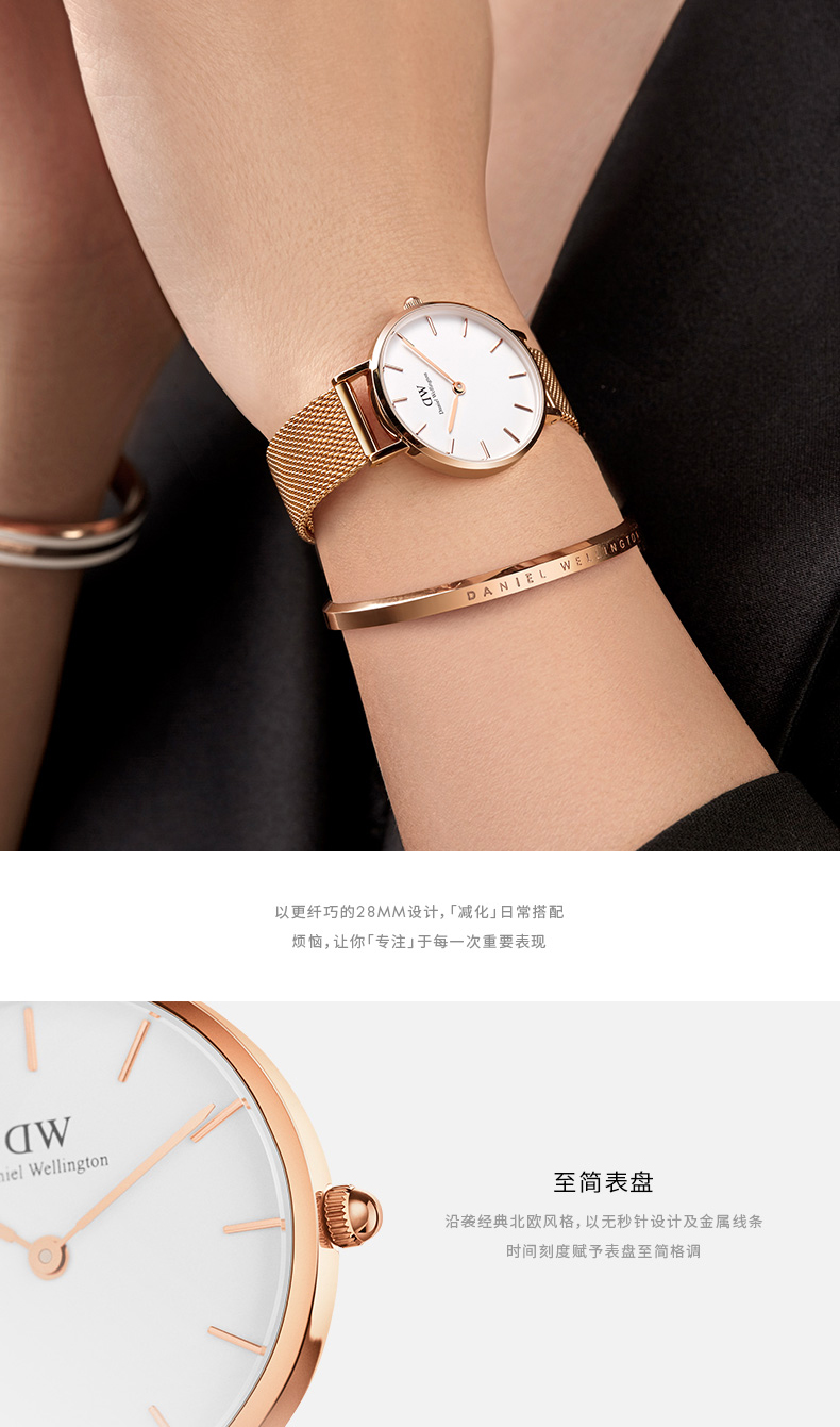 Daniel Wellington/丹尼尔惠灵顿DW手表女简约ins风轻奢时尚女表情侣女款28mm流金表