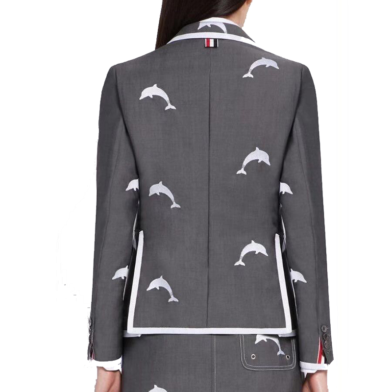 thom browne/thom browne 灰色海豚刺绣西服 fbc492b 04057 035