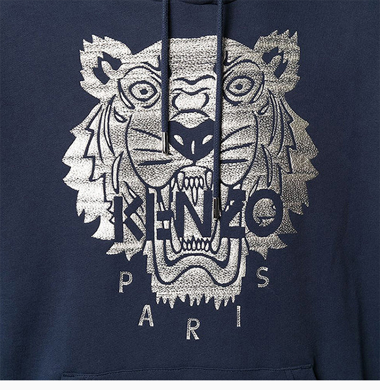 kenzo/高田贤三 男士深蓝色老虎头刺绣带帽卫衣 fa65sw3154xf-76