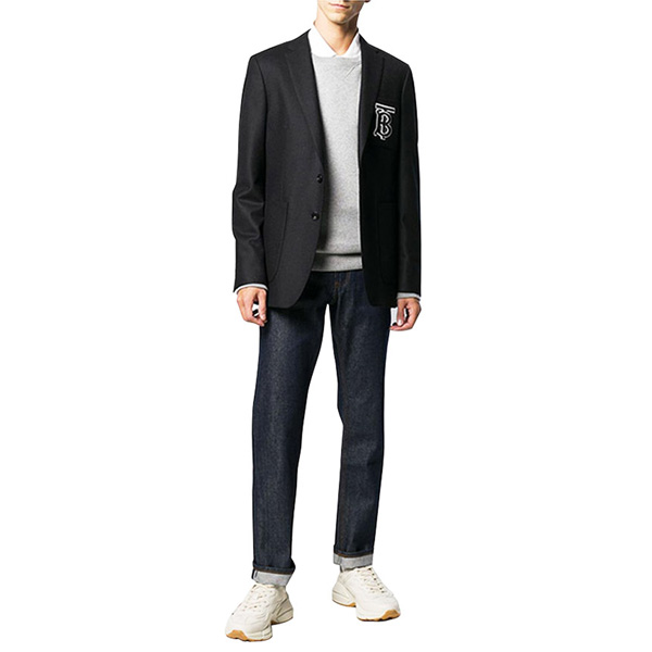 发】羊毛黑色两粒扣tb标西服 burberry/博柏利 巴宝莉 男装 男士西装