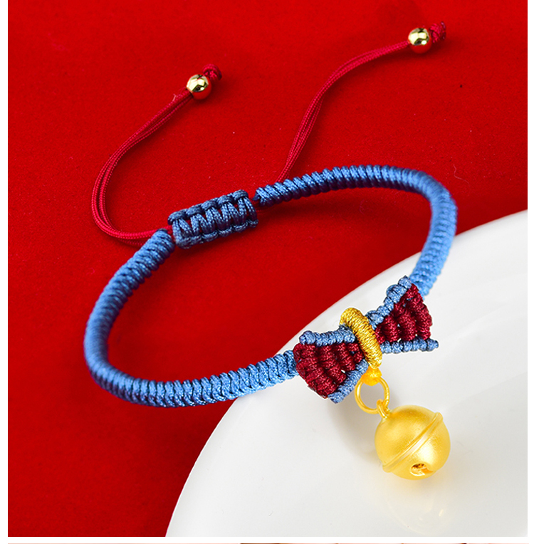 gjy/古金玥 在逃公主 3d硬金999足金小铃铛黄金转运珠手链