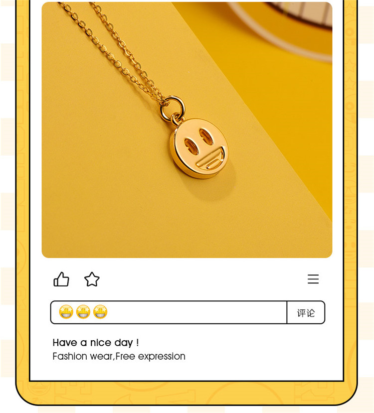 mingr/明牌珠宝 足金吊坠 黄金5d硬金emoji系列微笑笑脸吊坠正版 asy