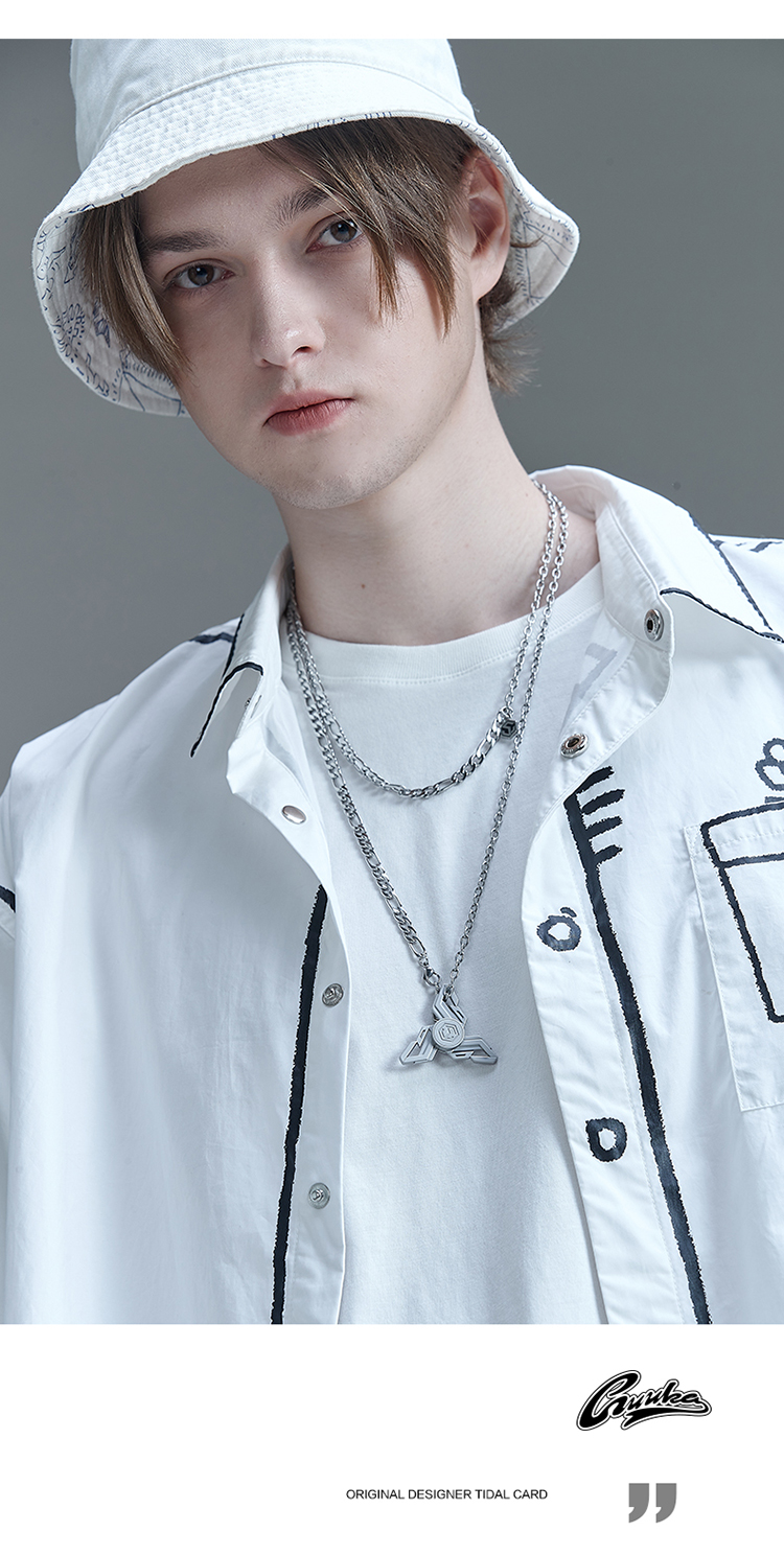 古由卡guuka三翼飞轮项链男潮牌嘻哈情侣小众设计网红叠戴毛衣项链