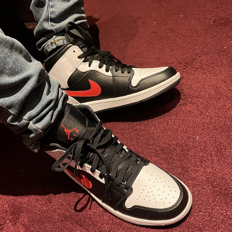 air jordan 1 mid 男女同款 2021新 aj1 黑白 红钩 黑白熊猫 中帮
