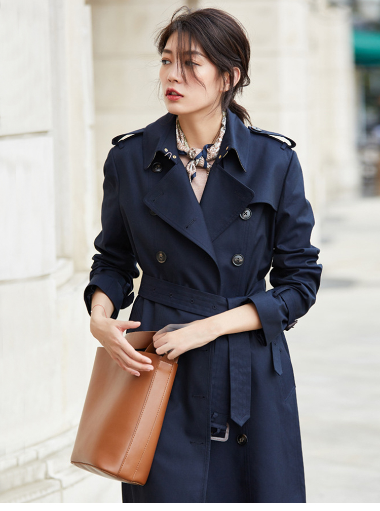 geleistory2020春新款双排扣中长款英伦风透气防水防污款女士风衣