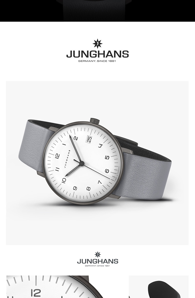 Junghans/荣汉斯PVD镀层表盘简约真皮石英男士手表