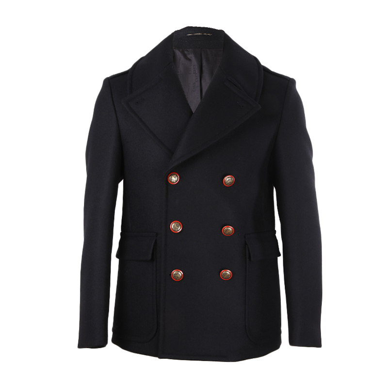 givenchy/纪梵希男士对比纽扣双排扣大衣毛呢短款时尚