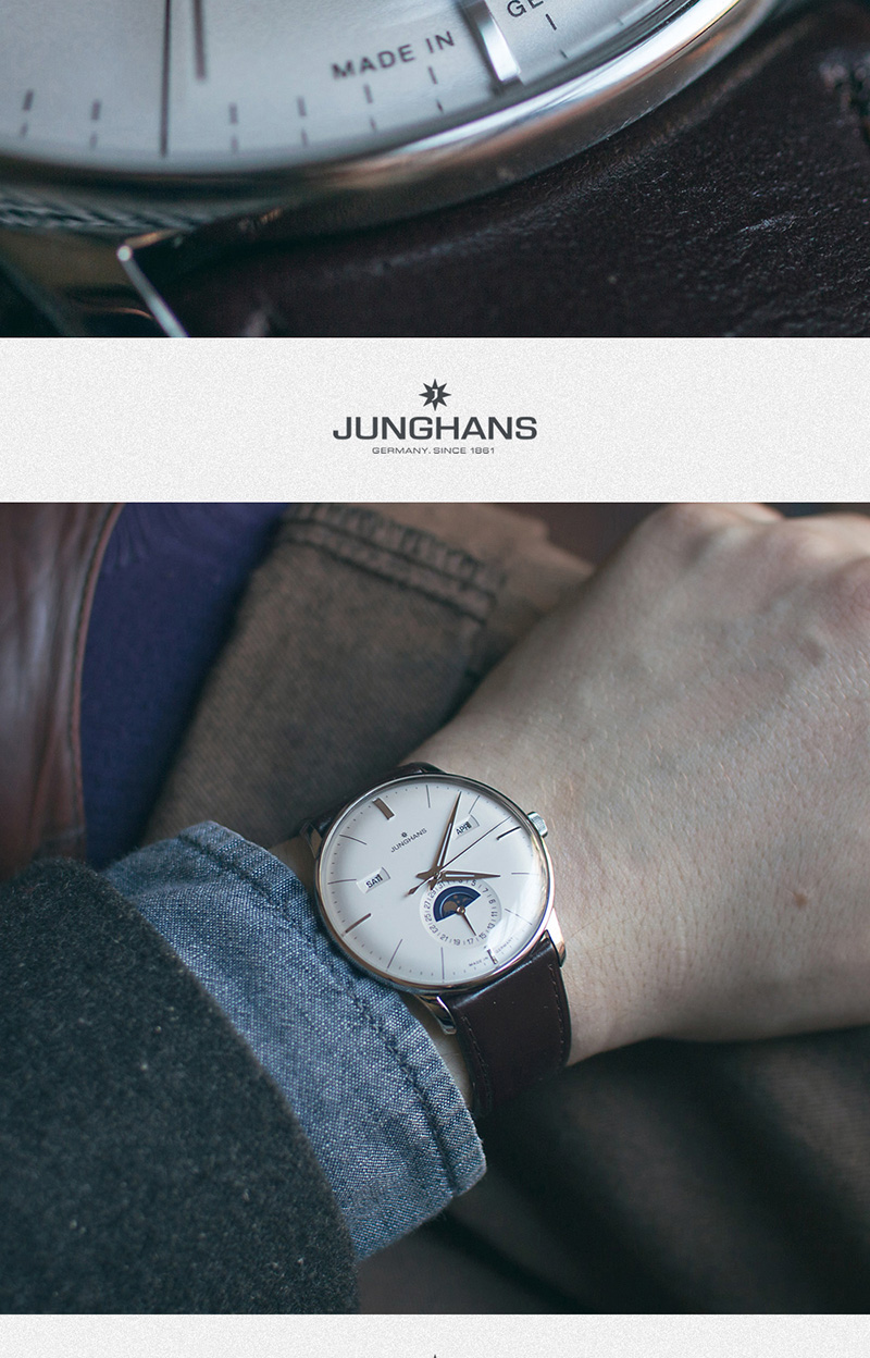 Junghans/荣汉斯德国慕尼黑表展金奖荣汉斯 复杂月相自动机械商务防水男士手表