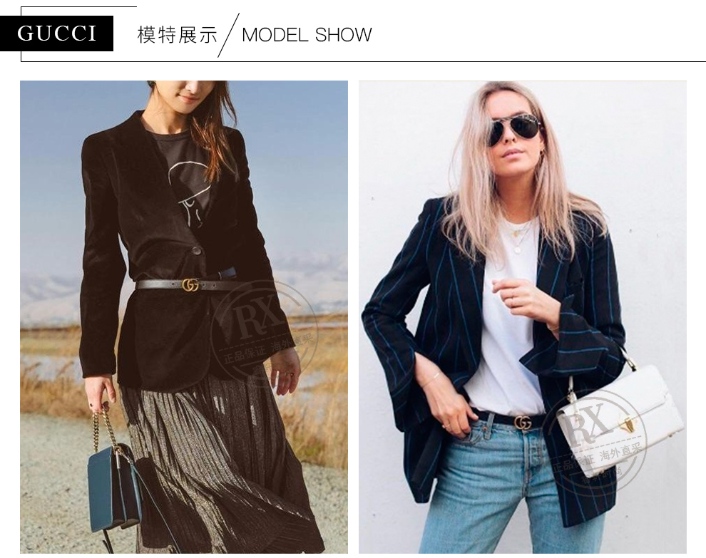 gucci/古驰 女士经典双g皮革皮带腰带 409417 ap00t 1000 黑色