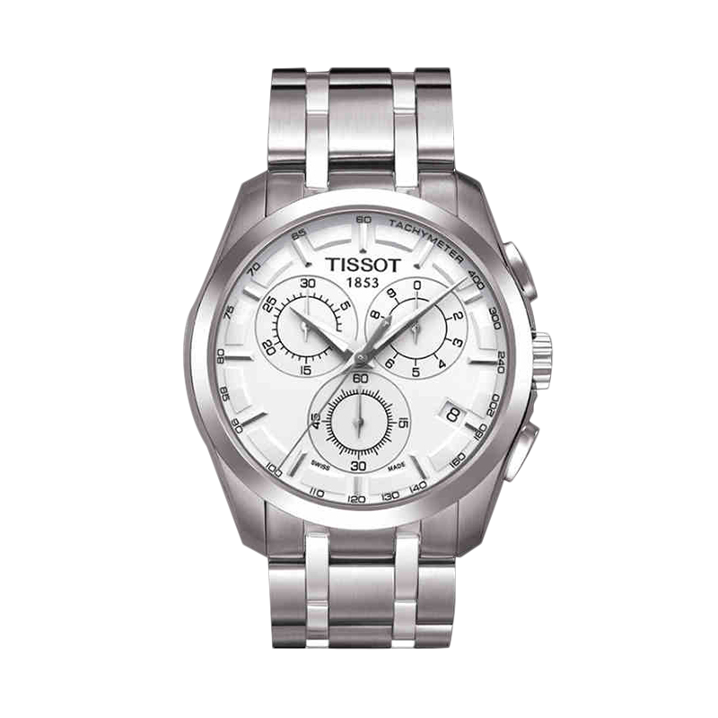 【正品盒装】TISSOT/天梭 库图系列 银盘 三眼计时 条丁刻度 钢带 石英男表 T035.617.11.031.00