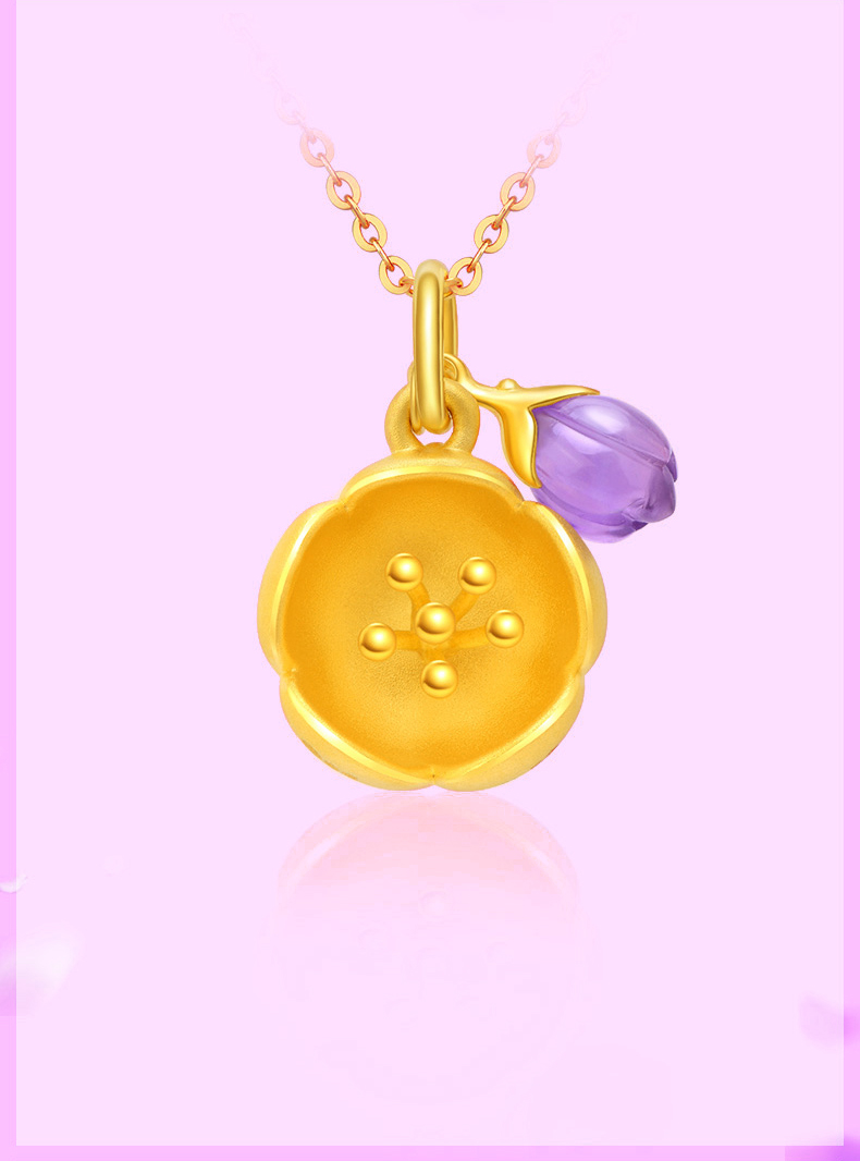 laomiaojewelry/老庙黄金3d足金麦玲玲灼灼桃花套装事业爱情系列联名